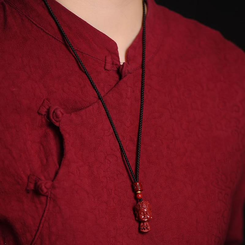 Nimara Ritual Chinese Zodiac Natal Buddha Natural Cinnabar Amulet Keep Away Evil Spirits Necklace Pendant