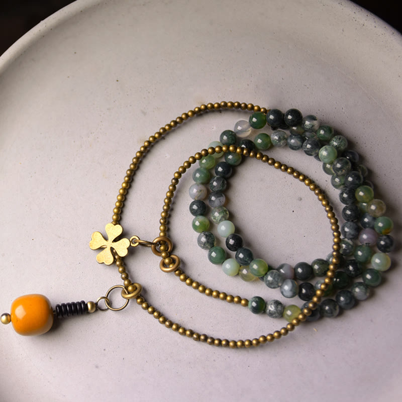 Nimara Ritual Moss Agate Copper Lucky Multilayer Bracelet