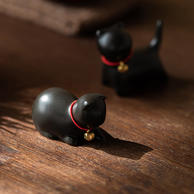 Nimara Ritual Mini Small Cute Cat Tea Pet Ceramic Home Desk Figurine Decoration