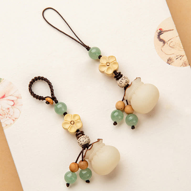 Nimara Ritual Natural Bodhi Seed Money Bag Flower Blessing Prosperity Keychain