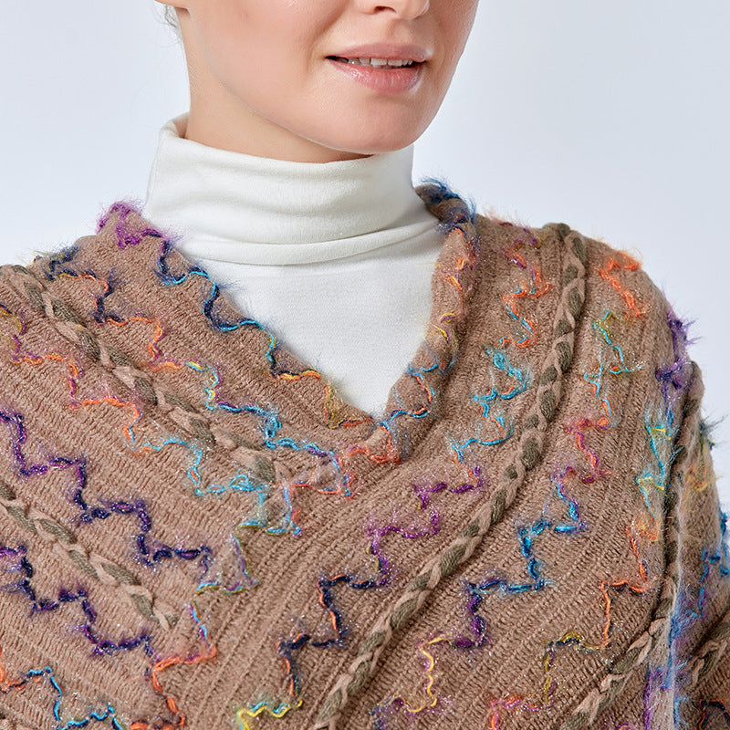 Nimara Ritual Tibetan Colorful Striped Shawl Tassels Pullover Winter Cozy Travel Scarf Wrap