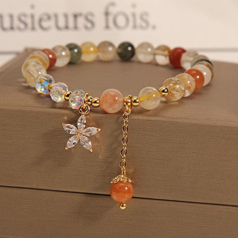 Nimara Ritual Multicolored Rutilated Quartz Auspiciousness Zircon Flower Bracelet