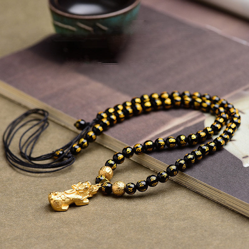 Nimara Ritual FengShui Obsidian PiXiu Wealth Necklace