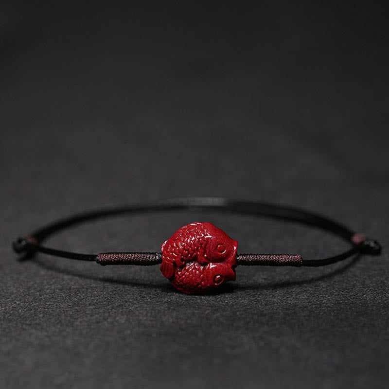 Nimara Ritual Handmade Plum Blossom Four Leaf Clover PiXiu Lotus Koi Fish Cinnabar Blessing Braid Bracelet