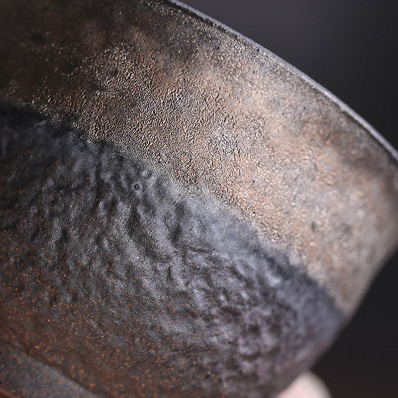 Nimara Ritual Simple Brown Striped Texture Ceramic Teacup Kung Fu Tea Cup Bowl