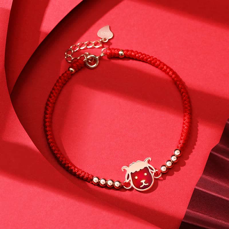 Nimara Ritual 925 Sterling Silver Chinese Zodiac Luck Faith Discolor Red String Bracelet