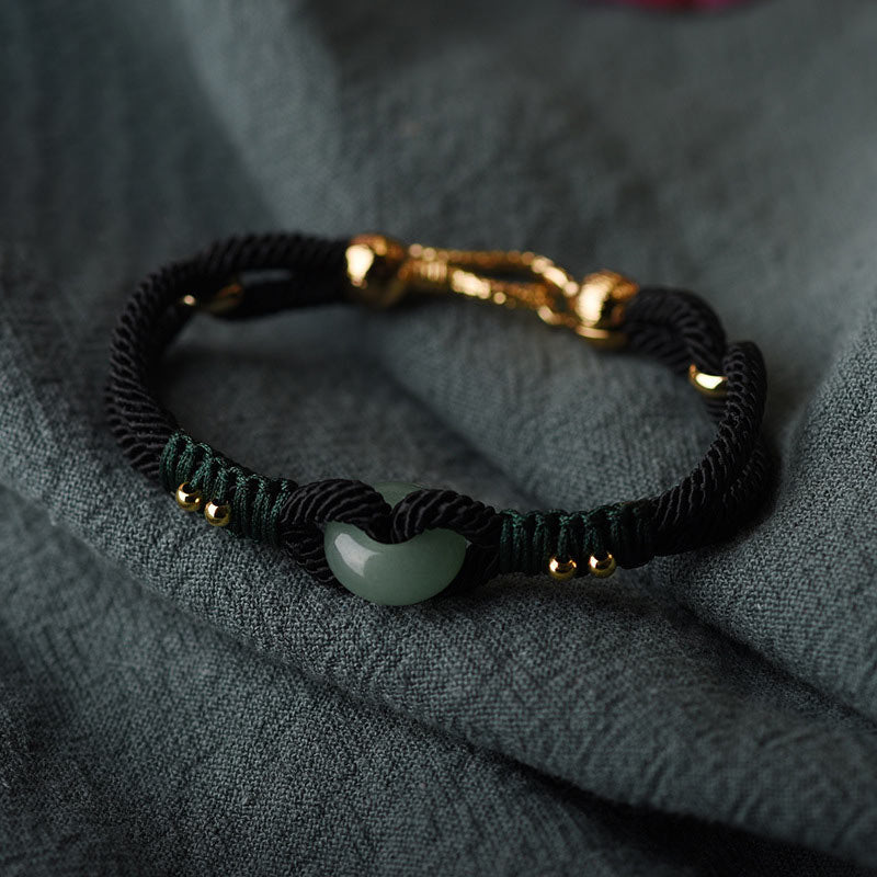 Nimara Ritual Tibetan Jade Lucky Black Rope Couple Bracelet