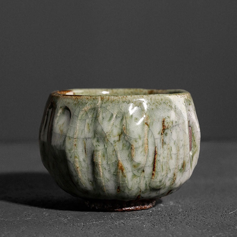 Nimara Ritual Handcrafted Simple Cracked Ice Texture Chinese Jianzhan Ceramic Teacup Kung Fu Tea Cup