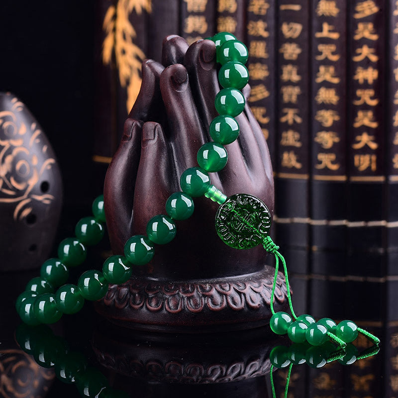 Nimara Ritual Natural Green Agate Wrist Mala Manifestation Pocket Mala Car Decoration