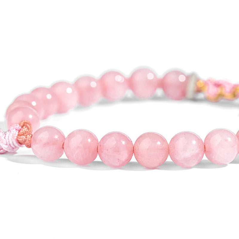 Nimara Ritual 999 Sterling Silver Natural Red Agate Pink Crystal Cherry blossom Bracelet