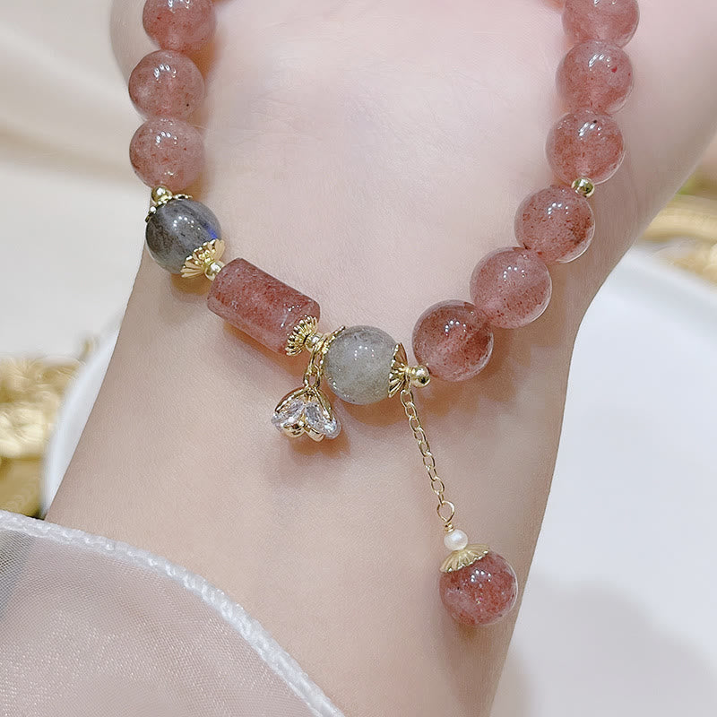 Nimara Ritual Natural Strawberry Quartz Moonstone Love Bracelet
