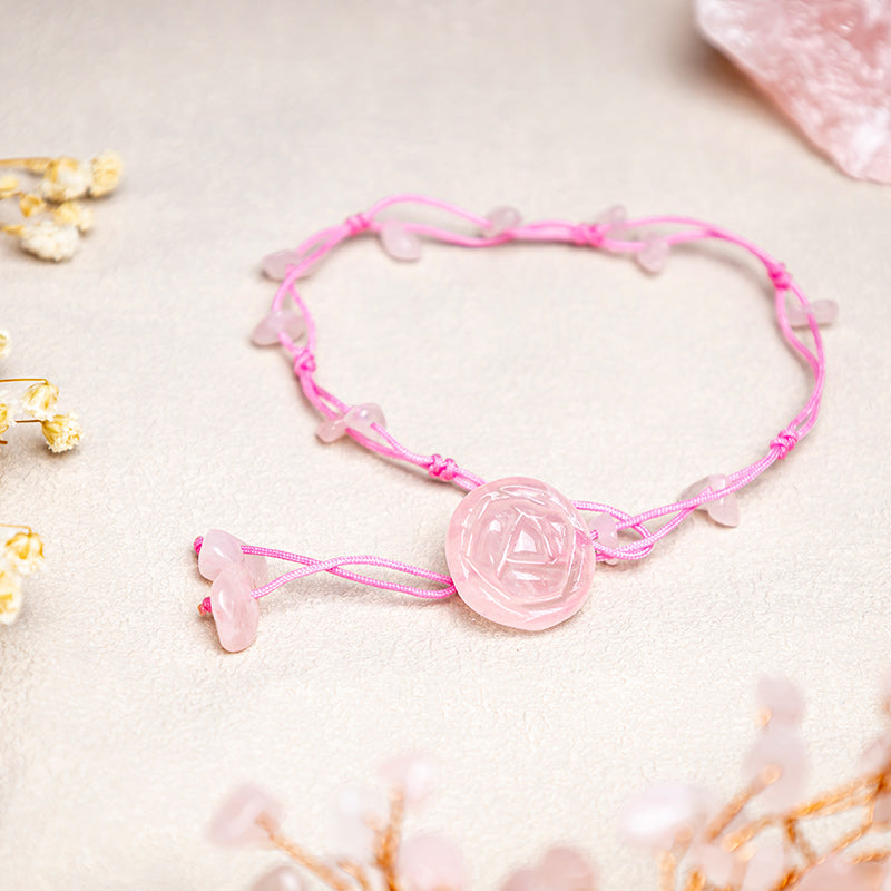 Nimara Ritual Amethyst Pink Crystal Green Aventurine Rose Inner Peace Healing Anklet