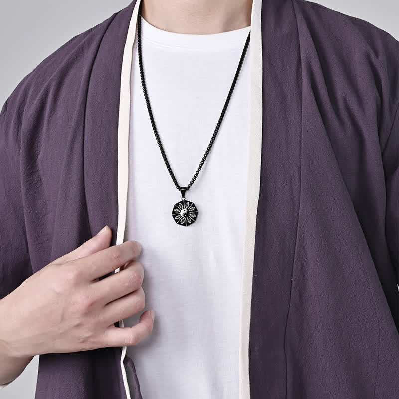 Nimara Ritual Bagua Yin Yang Titanium Steel Balance Necklace Pendant