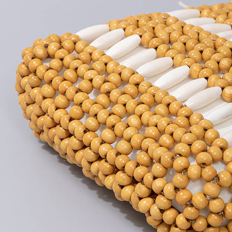 Nimara Ritual Hand-woven Round Wooden Beads Handbag
