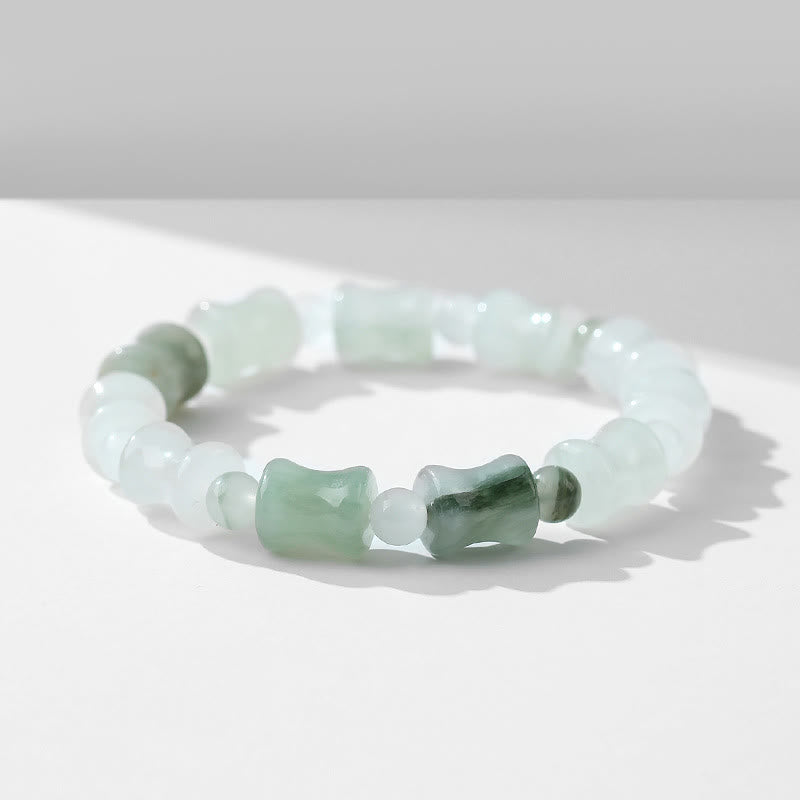 Nimara Ritual Jade Coconut Shell Bamboo Pattern Abundance Luck Bracelet