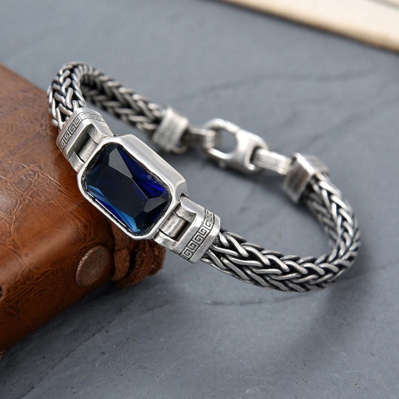 Nimara Ritual Retro Blue Acrylic Dragon Keel Braided Design Healing Wealth Buckle Bracelet