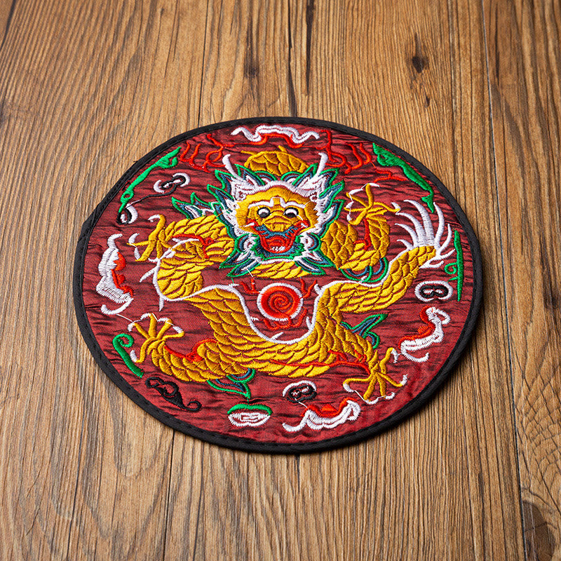 Nimara Ritual Dragon Embroidery Cup Mat Pad Tea Cup Coaster Kung Fu Tea Mat