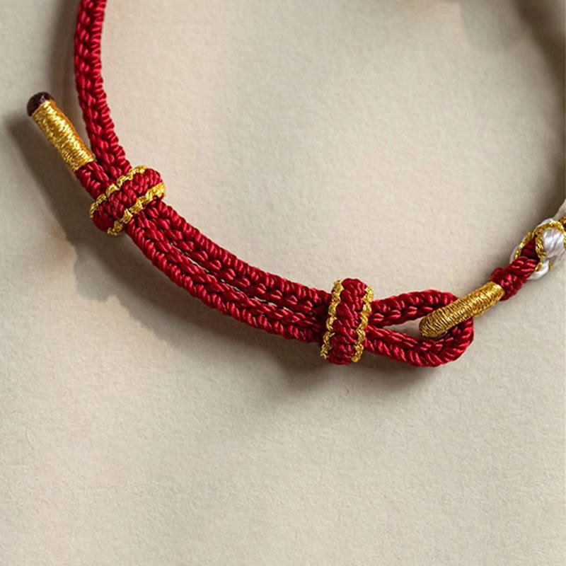 Nimara Ritual Handmade True Love Knot Peach Blossom Charm Luck Rope Bracelet