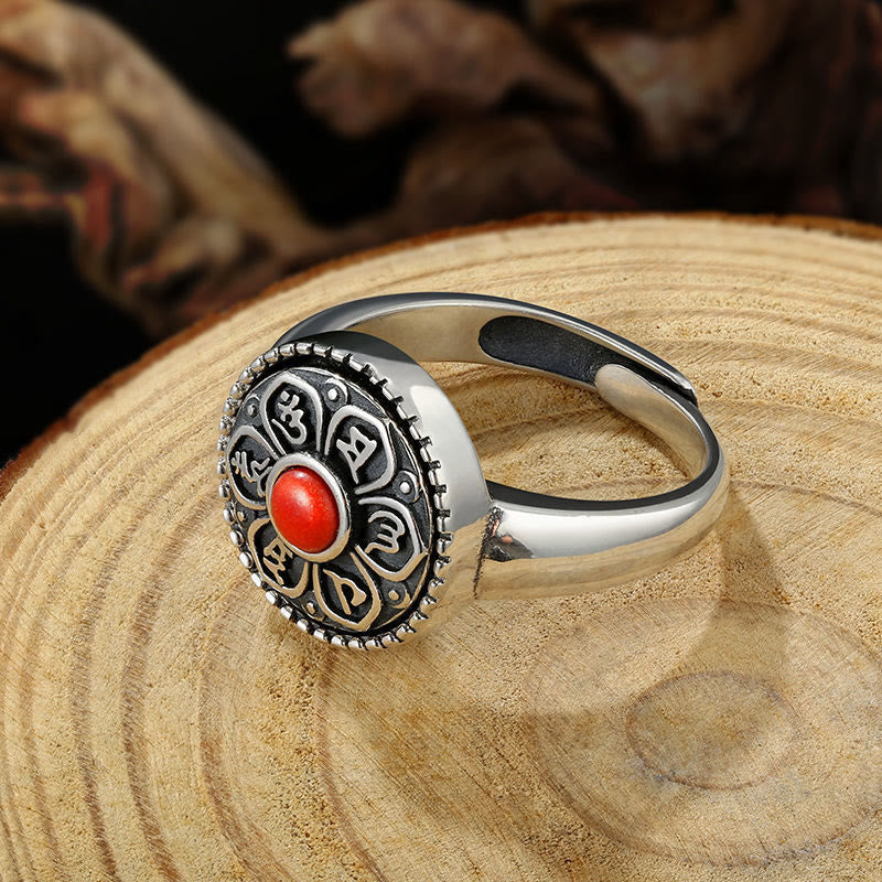 Nimara Ritual Tibetan Om Mani Padme Hum Peace Rotatable Ring