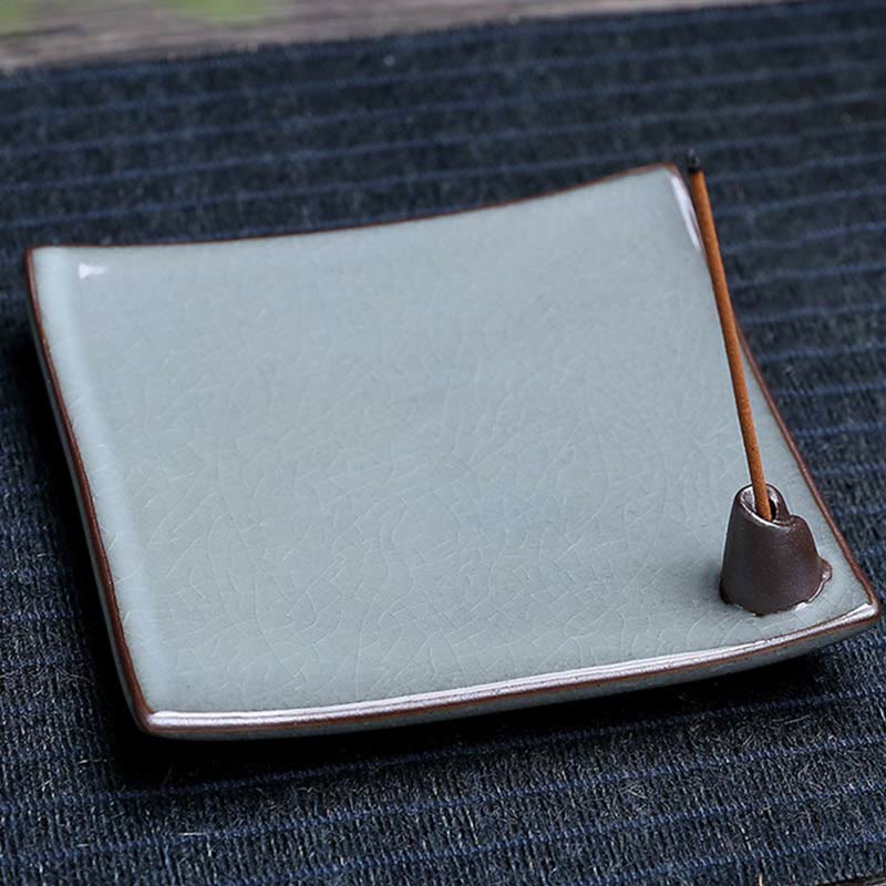 Nimara Ritual Lotus Plum Blossom Square Ceramic Spiritual Backflow Incense Burner