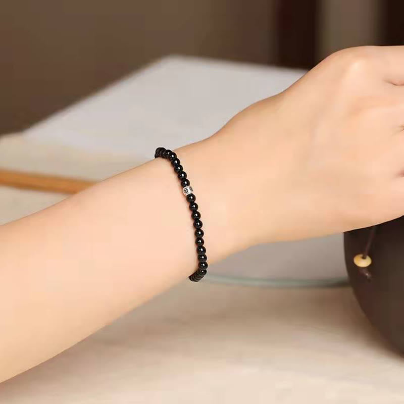 Nimara Ritual Natural Black Obsidian Smoky Quartz Purification Strength Bracelet