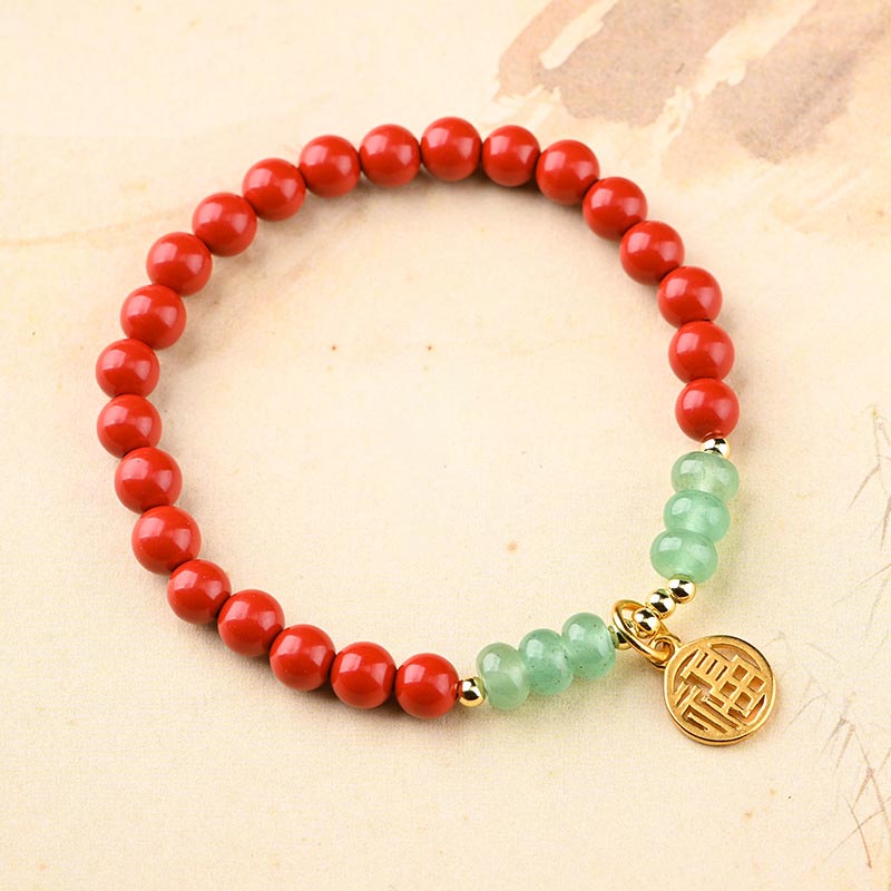 Nimara Ritual Tibetan Cinnabar Green Aventurine Luck Bracelet Necklace