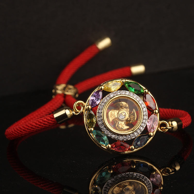 Nimara Ritual Colorful Zircon Copper Wealth Luck Rotation Bracelet Necklace Pendant