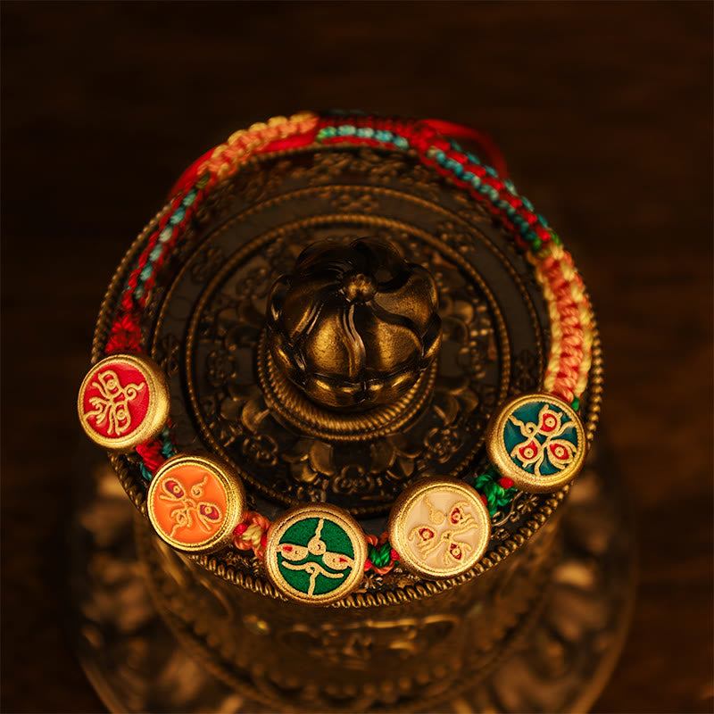 Nimara Ritual Tibetan Five God Of Wealth Colorful Rope Braided Luck Bracelet