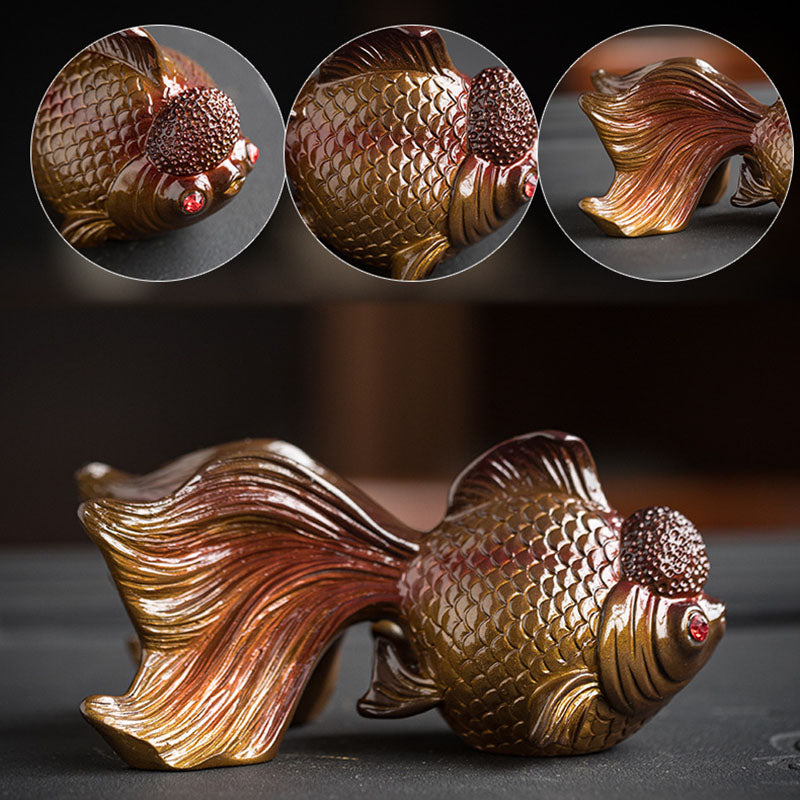 Nimara Ritual Color Changing Koi Fish Resin Tea Pet Wealth Home Figurine Decoration