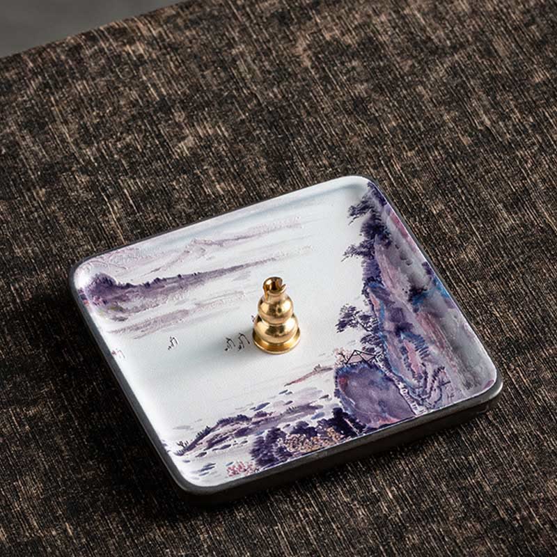 Nimara Ritual Mountain Lake Flower Leaf Healing Ceramic Plate Tray Stick Incense Burner Decoration