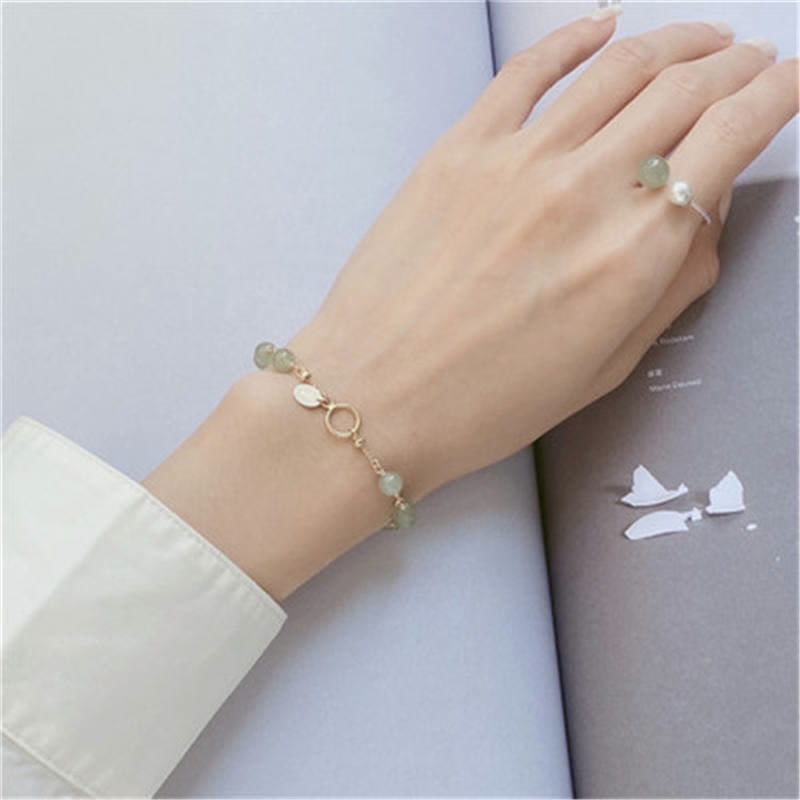 Nimara Ritual Unique Natural Hetian Jade 14K Gold filled Luck Beaded Bracelet