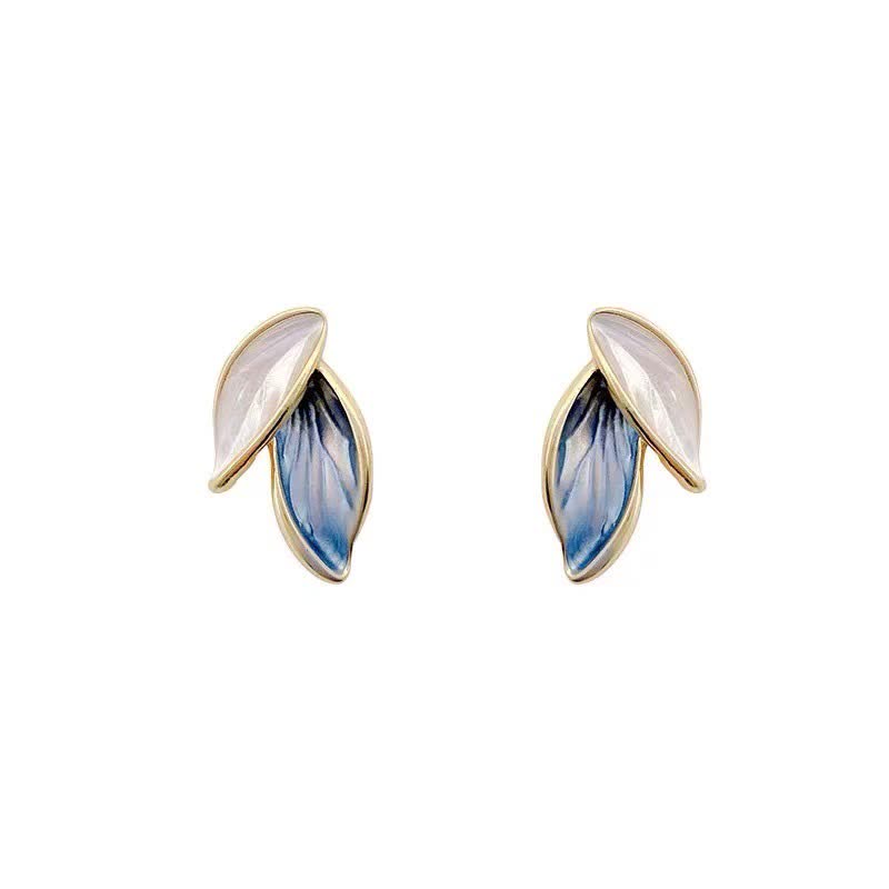 Nimara Ritual Leaf Design Luck Stud Earrings