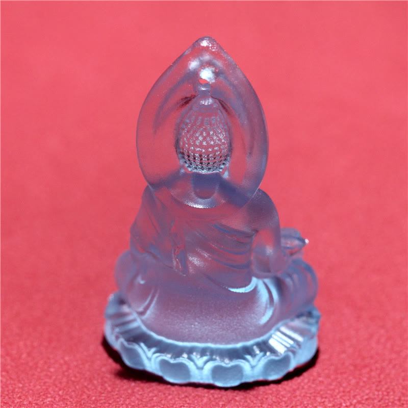 Nimara Ritual Blue Tathagata Buddha Medicine Buddha Liuli Crystal Serenity Amulet Necklace Pendant