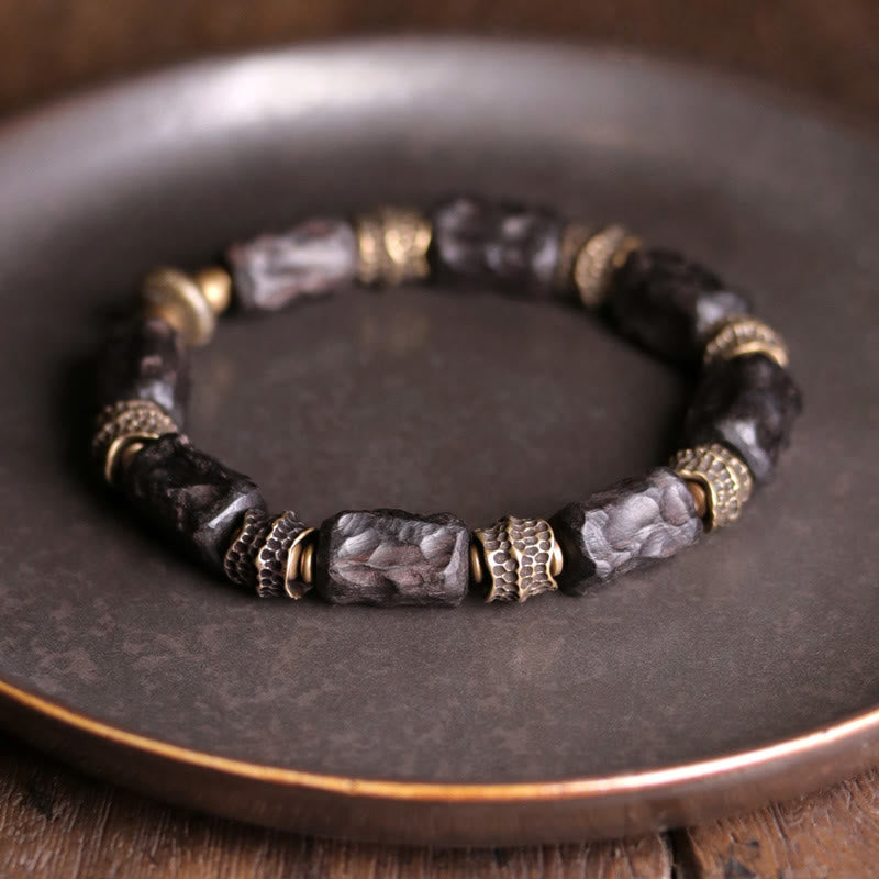 Nimara Ritual Tibetan Ebony Wood Copper Calm Peace Bracelet