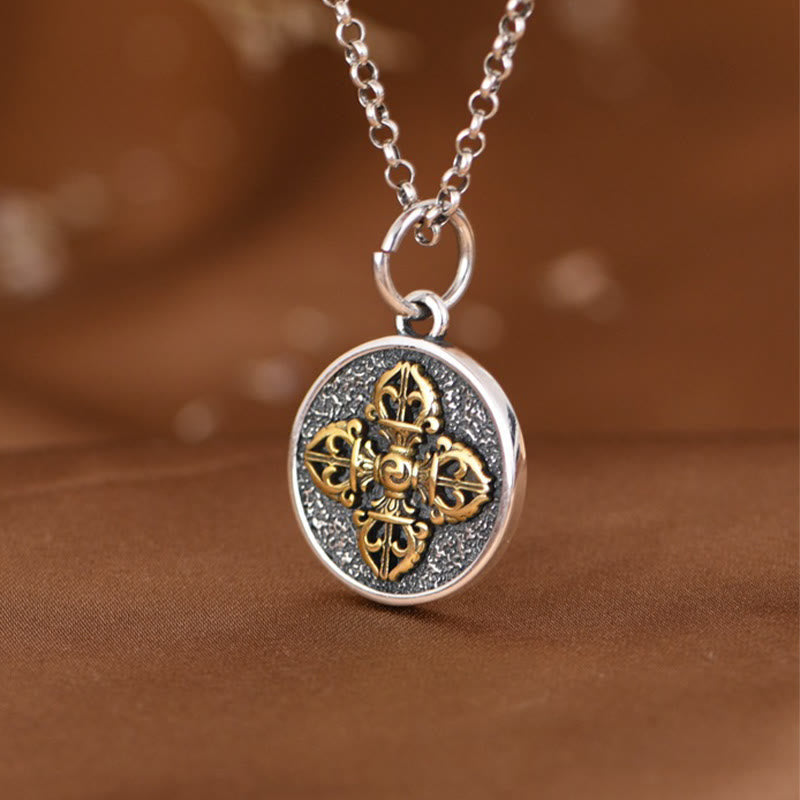 Nimara Ritual 925 Sterling Silver Double Dorje Vajra Blessing Necklace Pendant