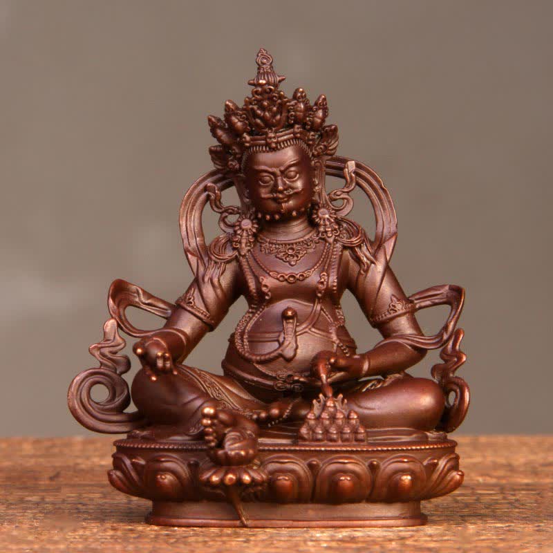 Nimara Ritual Yellow Jambhala Bodhisattva Figurine Compassion Copper Statue Home Office Decoration