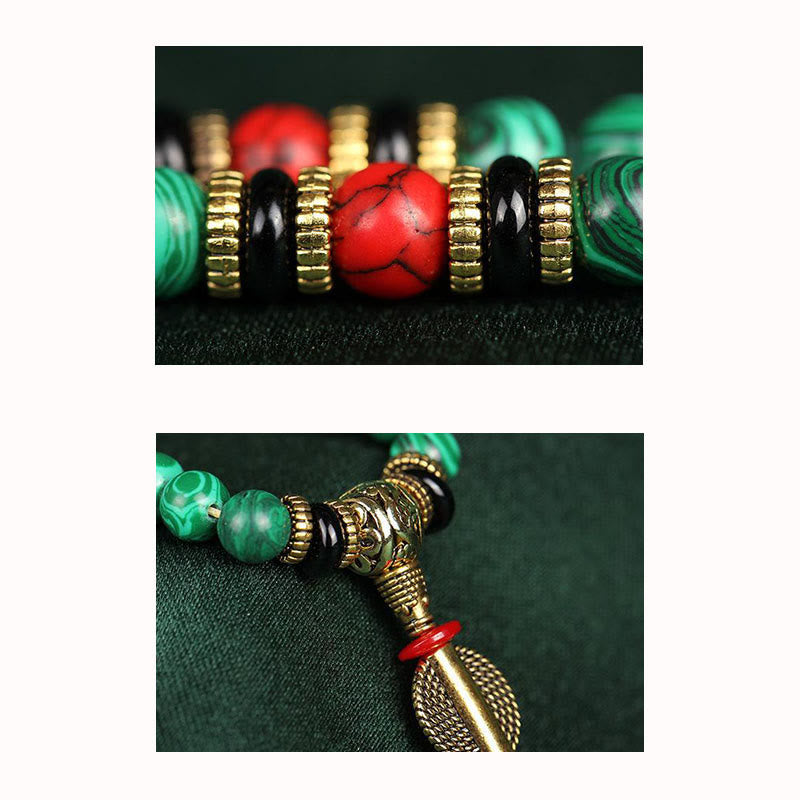 Nimara Ritual Tibetan 108 Mala Malachite Beads Bracelet Necklace