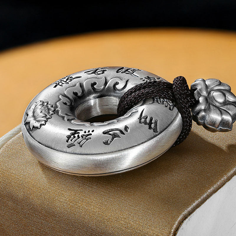 Nimara Ritual 999 Sterling Silver Heart Sutra Lotus Peace Buckle Necklace Pendant