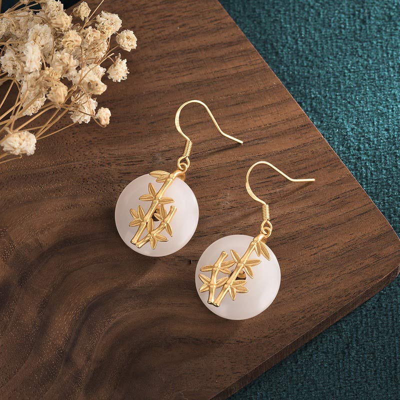 Nimara Ritual FengShui White Jade Fortune Earrings