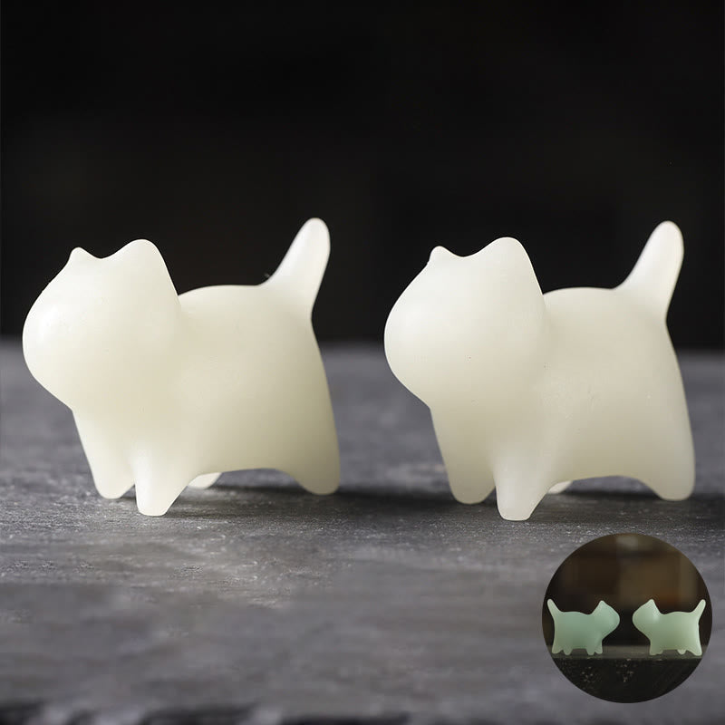 Nimara Ritual 2Pcs Mini Cute Cat Glowstone Luminous Lucky Cat Energy Decoration