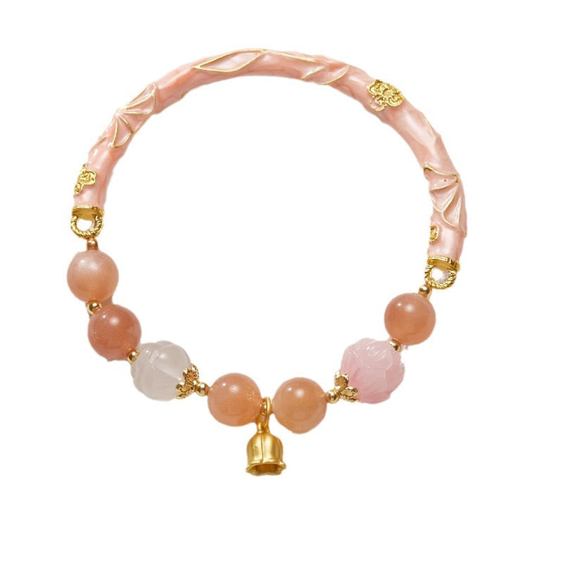 Nimara Ritual Sun Stone Golden Silk Jade Lily of the Valley Charm Positive Bracelet Bangle