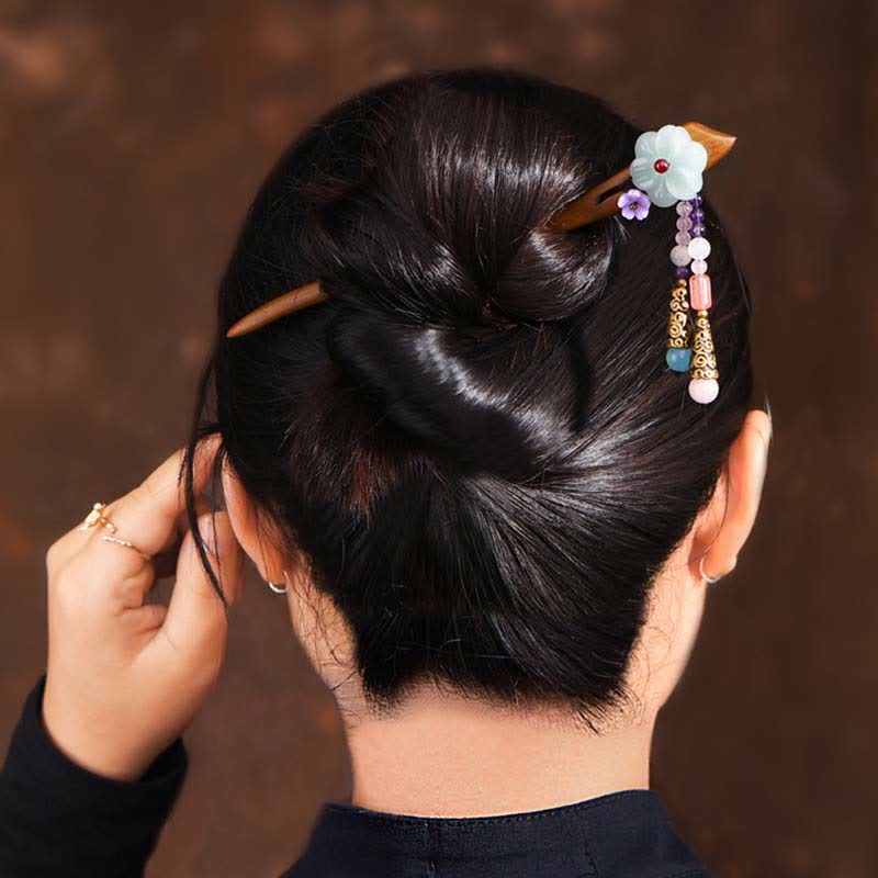 Nimara Ritual Red Sandalwood Amethyst Aventurine Protection Hairpin Decoration