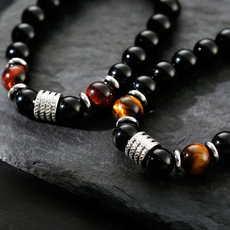 Nimara Ritual Natural Black Obsidian Tiger Eye Strength Fulfillment Bracelet