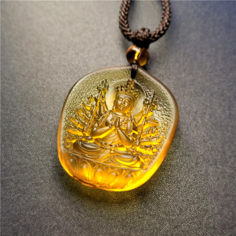 Nimara Ritual Chinese Zodiac Natal Buddha Blessing Liuli Crystal Compassion Necklace Pendant