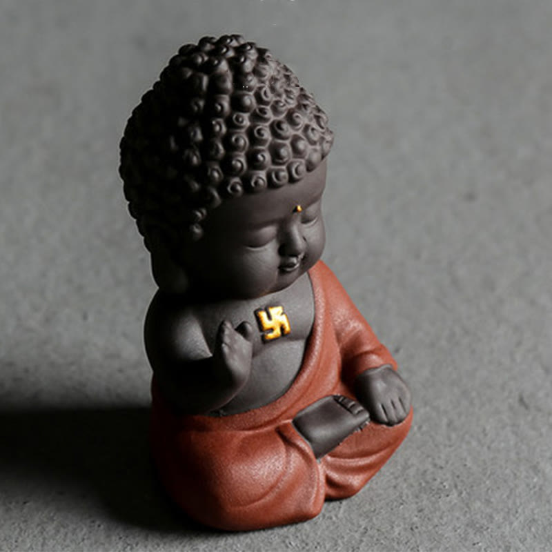 Nimara Ritual Small Buddha Serenity Purple Clay Home Desk Decoration