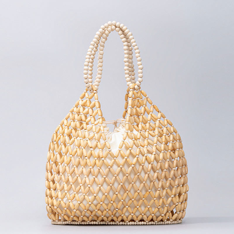 Nimara Ritual Hand-woven Wooden Beads Shoulder Bag Handbags
