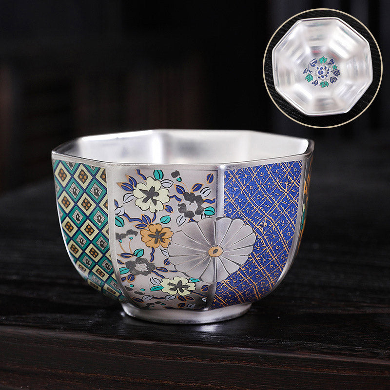 Nimara Ritual Chrysanthemum Flowers Ceramic Teacup Kung Fu Tea Cup