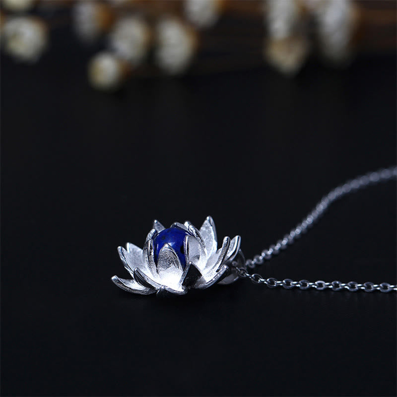 Nimara Ritual 925 Sterling Silver Lazurite Lotus Flower Self Care Necklace Pendant