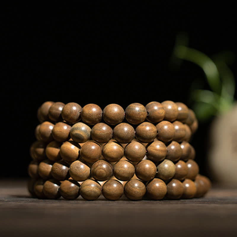 Nimara Ritual 108 Mala Beads Green Sandalwood Boxwood Lotus Positive Bracelet