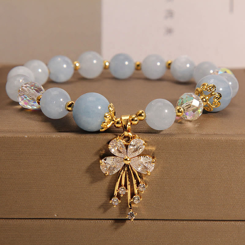 Nimara Ritual Aquamarine Pink Crystal Healing Zircon Butterfly Charm Bracelet
